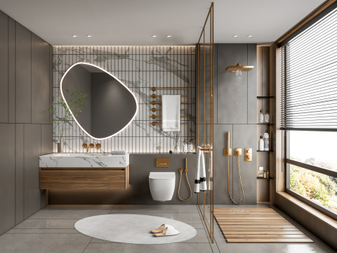 Полная сцена в ванной комнате 51 3D Модель