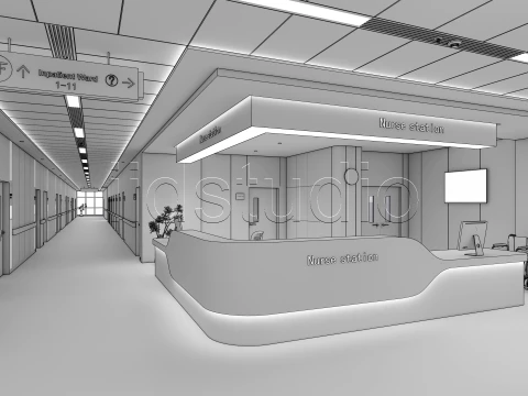 Hospital corridor 4 3D Model