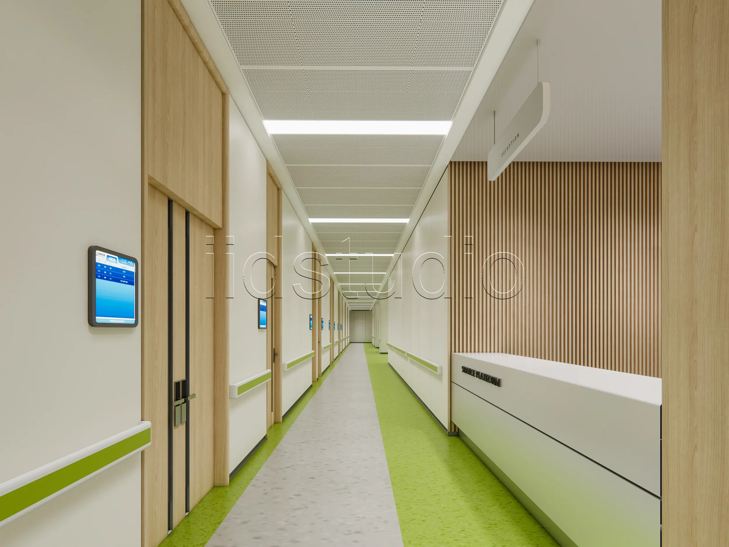 Hospital corridor 6 3D Model .c4d .max .obj .3ds .fbx .stl .blend 