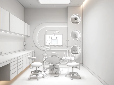 Modern Dental Clinic Complete Interior Scene 3D Model