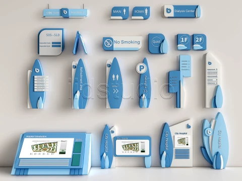 Hospital Departmental Guide Signage 3 3D Model