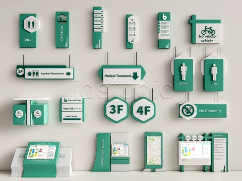 Hospital Departmental Guide Signage 4 3D Model