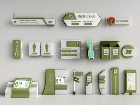 Hospital Departmental Guide Signage 5 3D Model