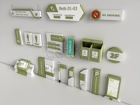 Hospital Departmental Guide Signage 5 3D Model
