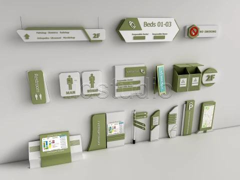 Hospital Departmental Guide Signage 5 3D Model