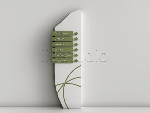 Hospital Departmental Guide Signage 5 3D Model