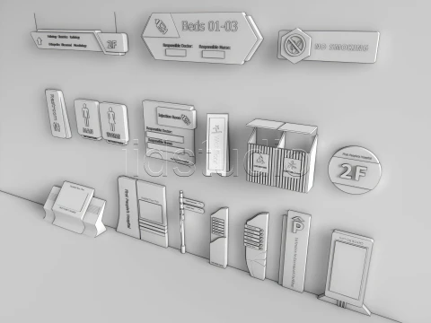 Hospital Departmental Guide Signage 5 3D Model