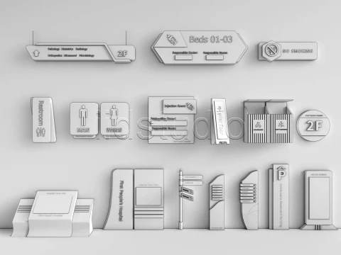 Hospital Departmental Guide Signage 5 3D Model
