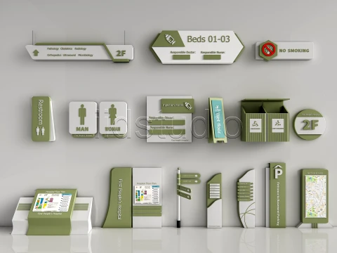 Hospital Departmental Guide Signage 5 3D Model
