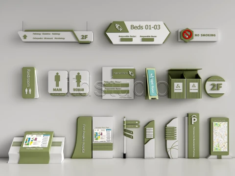 Hospital Departmental Guide Signage 5 3D Model