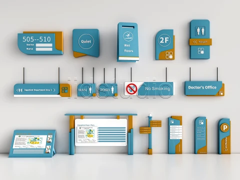 Hospital Departmental Guide Signage 6 3D Model