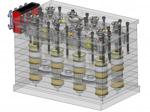 Progettazione di stampi a iniezione di plastica - Stampo del coperchio del cambio Modello 3D