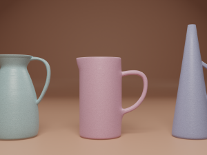 Set 10 clay jug in pastel color 3D Model