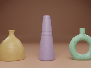 Set 10 clay jug in pastel color 3D Model
