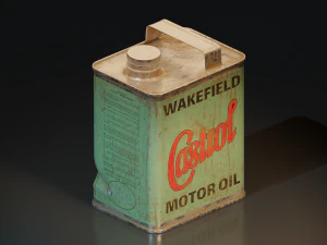 오래된 Castrol 오일 용기로 게임 준비 완료 3D 모델