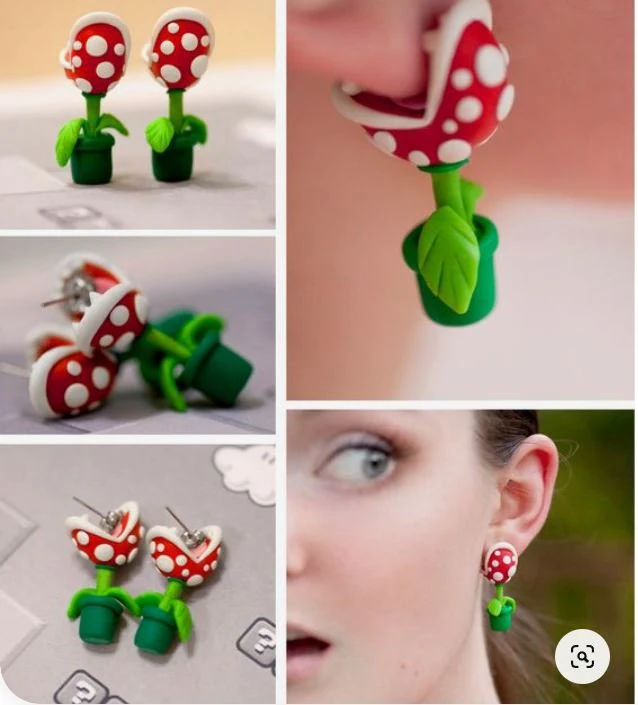 Mario Plant earing 3D Print Model .c4d .max .obj .3ds .fbx .stl .blend