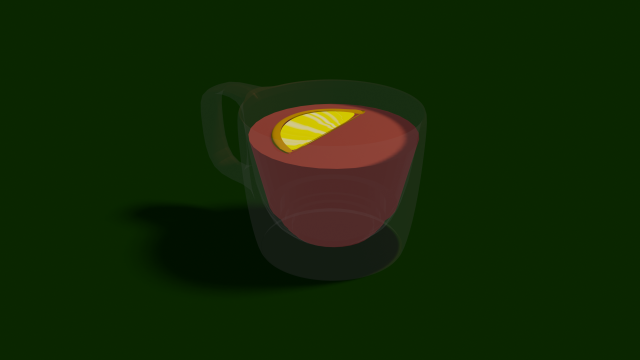 A transparent mug with tea and a lemon floats in it 3D Model .c4d .max .obj .3ds .fbx .stl .blend 