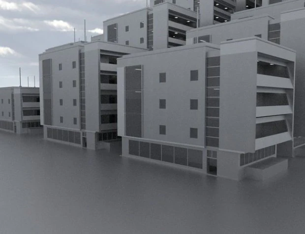 Residential Complex 3D Model .c4d .max .obj .3ds .fbx .stl .blend 