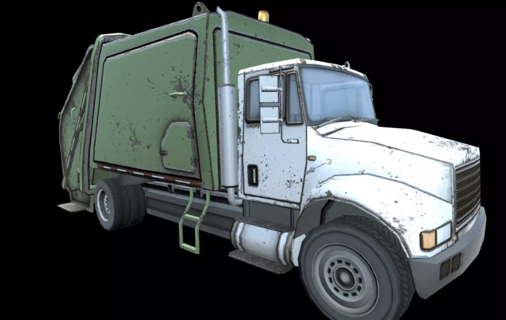 Garbage Truck 3D Model .c4d .max .obj .3ds .fbx .stl .blend 