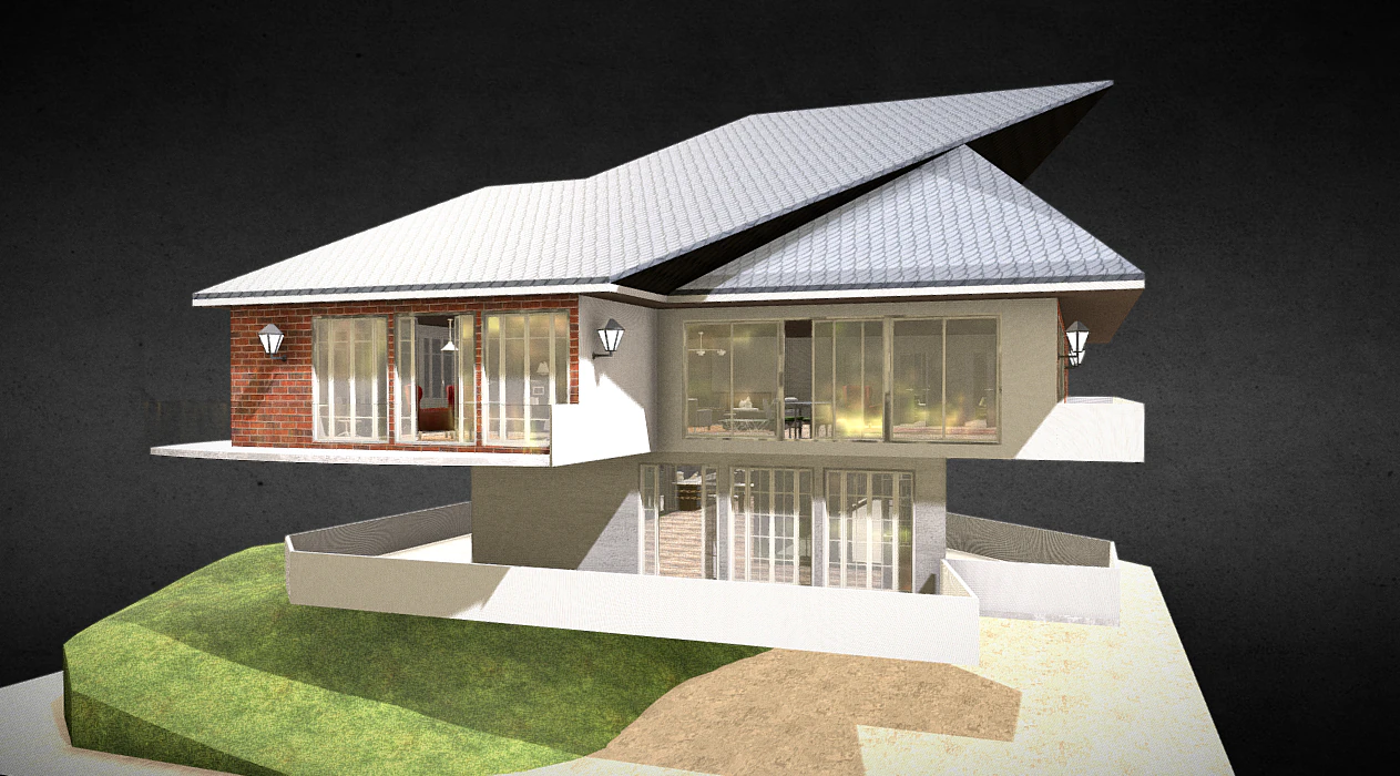 Equiped House 3D Model .c4d .max .obj .3ds .fbx .stl .blend