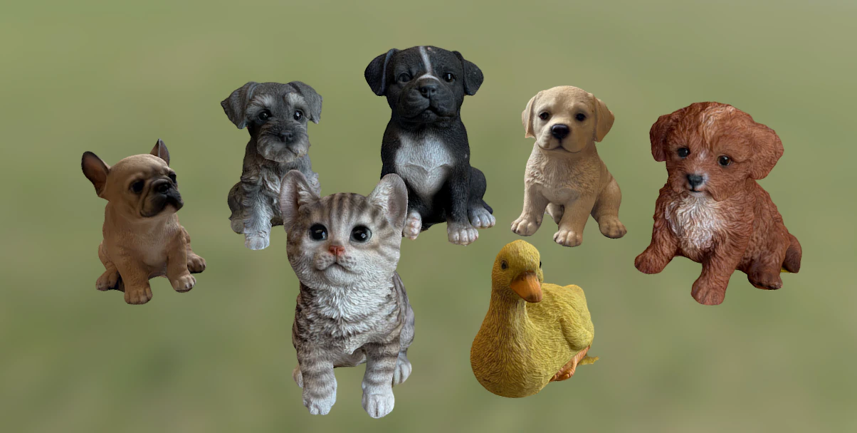 Baby Animals Statuettes 3D Model .c4d .max .obj .3ds .fbx .stl .blend