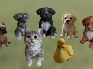 Baby Animals Statuettes 3D Model