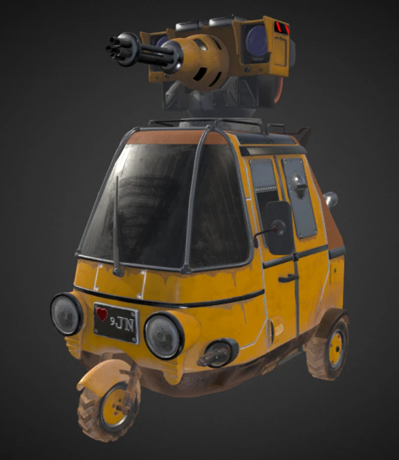 Armed Tricycle 3D Model .c4d .max .obj .3ds .fbx .stl .blend 