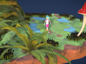Animated Character Walks on Floating Island 3D 모델