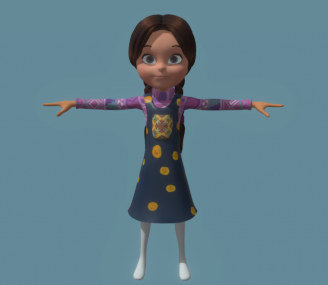 Toon Girl Character 3D Model .c4d .max .obj .3ds .fbx .stl .blend 
