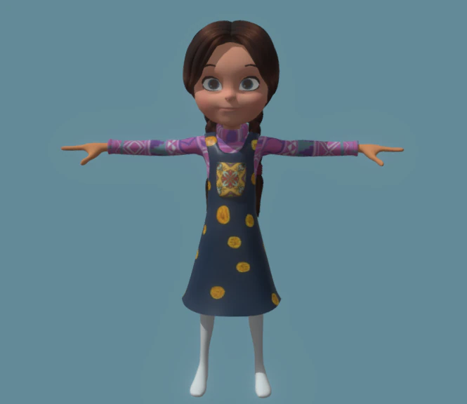 Toon Girl Character 3D Model .c4d .max .obj .3ds .fbx .stl .blend