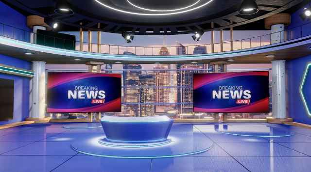 News broadcast studio set 3D Model .c4d .max .obj .3ds .fbx .stl .blend 