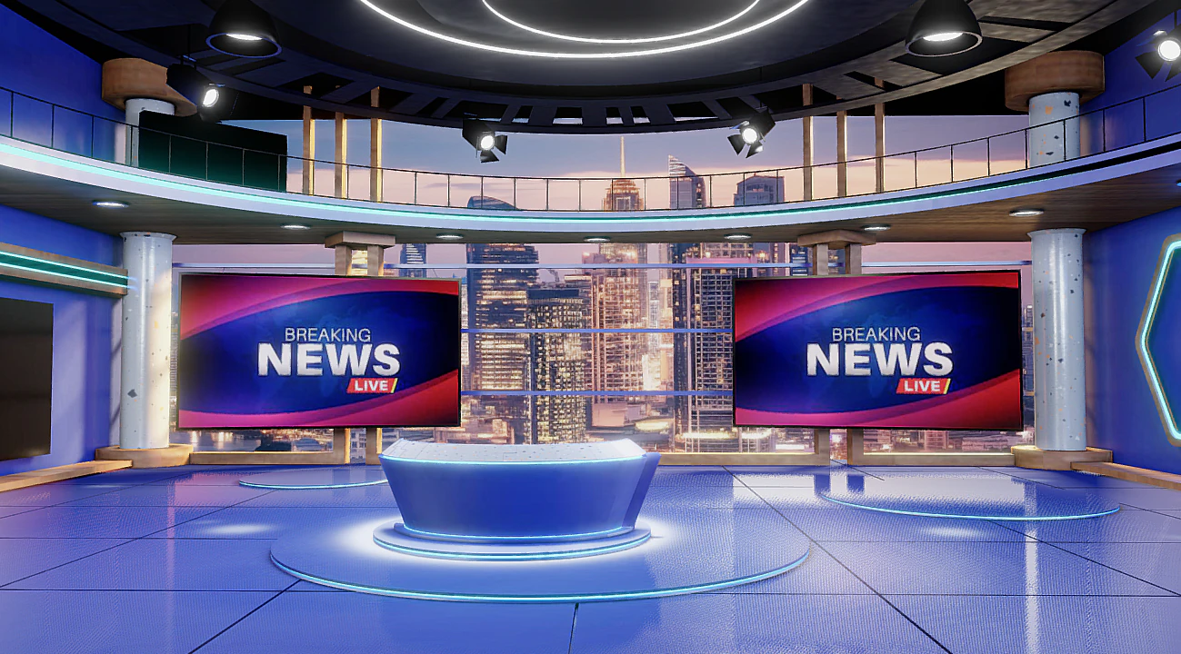 News broadcast studio set 3D Model .c4d .max .obj .3ds .fbx .stl .blend 