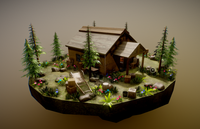Modern Rural Cabin 3D Model .c4d .max .obj .3ds .fbx .stl .blend 