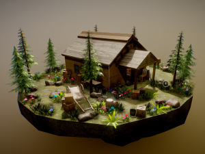 Modern Rural Cabin Modello 3D