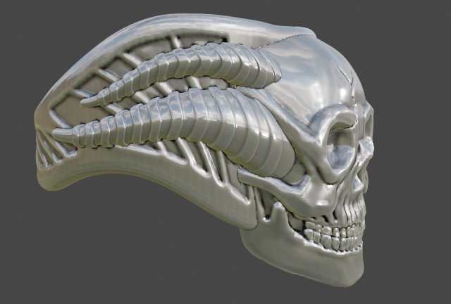 Skull with Horn Ring Modelo de Impressão 3D .c4d .max .obj .3ds .fbx .stl .blend 