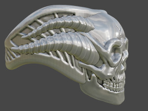 Skull with Horn Ring 3D प्रिंट मॉडल