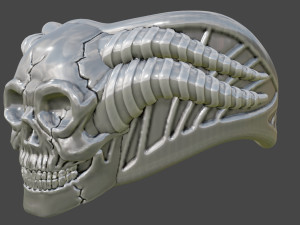 Skull with Horn Ring Modelo de Impressão 3D
