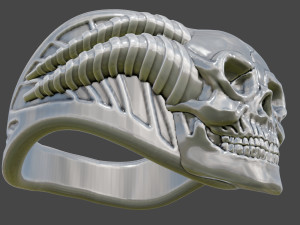 Skull with Horn Ring Modelo de Impressão 3D