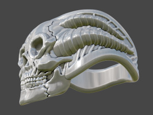 Skull with Horn Ring Modelo de Impressão 3D