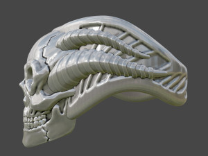 Skull with Horn Ring Modelo de Impressão 3D