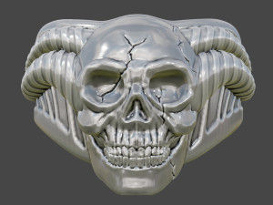 Skull with Horn Ring Modelo de Impressão 3D