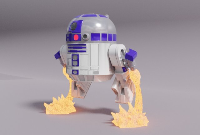 R2D2 Chibi Flying Fan Art Super Deform Star Wars Modèles 3D en vedette .c4d .max .obj .3ds .fbx .stl .blend 