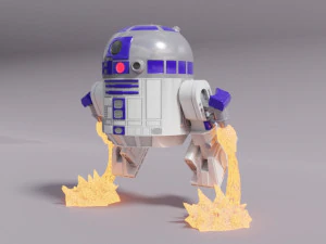 R2D2 Chibi Volador Fan Art S&uacute;per Deformar Star Wars Modelo de impresión 3D