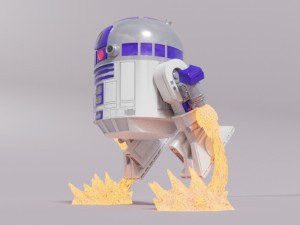 R2D2 Chibi Flying Fan Art Super Deform Star Wars Modèles 3D en vedette