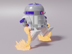 R2D2 Chibi Flying Fan Art Super Deform Star Wars Modèles 3D en vedette
