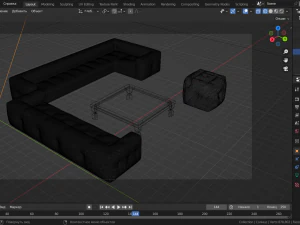 Furniture Sofa 2 Table 3D Model