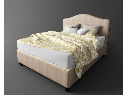 Bed with decorative nails 3Dモデル