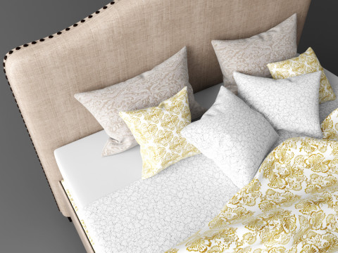 Bed with decorative nails Modelo 3D