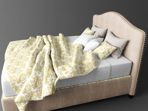 Bed with decorative nails Modelo 3D