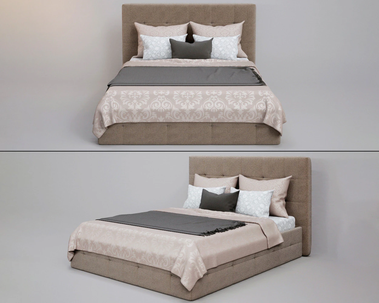 Bed Pufetto Dimaro 3D Model .c4d .max .obj .3ds .fbx .stl .blend